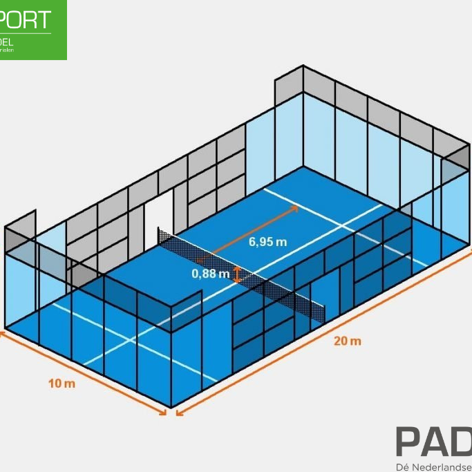 Afmetingen padelbaan; van tennis naar padel