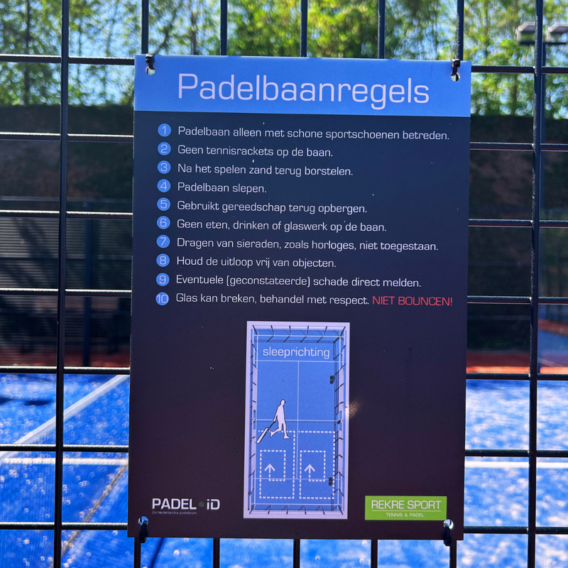 bordje regels padelbaan